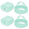 CXX 10FT Charger for iPhone 20W Fast Charging [MFi Certified, 2-Pack] USB-C PD Block & Extra Long Cable Compatible with iPhone 14/13/12/11/Pro/Plus/Max/Mini/SE, iPad & More [Green]