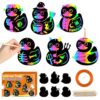 CY2CSIDE Halloween Ducks Scratch Cards - 60PCS Halloween Duckies Ornament Scratch Card Gift Set for Kids DIY Duck Magic Arty Rainbow Color Craft Scratch Kit for Kids School Party Activity Party Favors