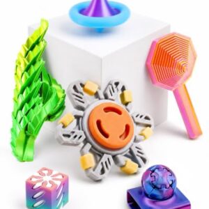 Cybermaker 6pcs 3D Printed Fidget Toy Set, Sensory Desk Toy for Kids Adults
