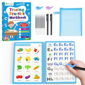 D-FantiX Magic Grooved Writing Practice for Kids Age 3-5, Reusable Grooved Handwriting Practice for Kids 5-7, Learn to Write Letter Tracing Books for Kids Kindergarten Preschool Learning Activities