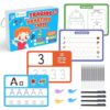 D-FantiX Magic Grooved Writing Practice for Kids Age 3-5, Reusable Grooved Handwriting Practice for Kids 5-7, Number Letter Tracing Practice Cards for Kids Kindergarten Preschool Learning Activities