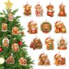 D24TIME Highland Cow Christmas Ornament - 12PCS Vintage Wooden Decor