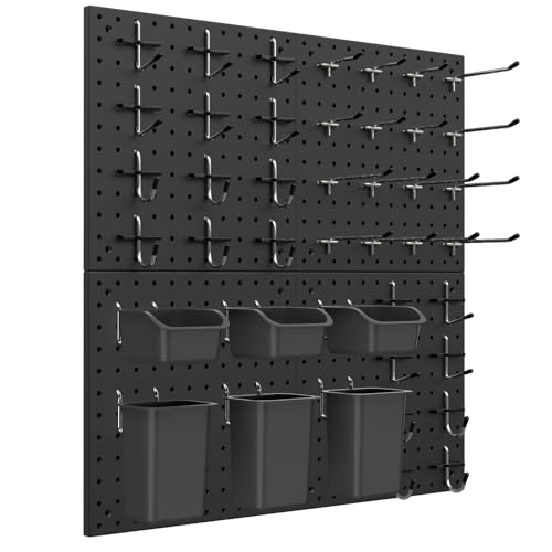 Daanxw Peg Board Kit, Includes Pegboard and Accessories,with Hooks and Bins,Peg Board Wall Organizer for Office,Ornaments Display,Crafts Organization (66, Black)
