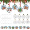 Daifunli 24 Pcs Color Your Own Plastic Bulb Winter Ornament Craft Kit with Double-Sided Coloring Cards for Christmas Tree Ornaments Crafts Fun Home Activities Holiday Decorations Party Supplies(Elk)
