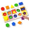 Dailyfunn Wooden Geometric Shape Puzzle (10 pcs) Toddler Puzzles for Ages 1-3 Years Old 12-18-24 Months