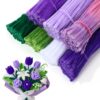 DaisyInner 700 Pcs Pipe DIY Cleaners for Craft Cleaners Flower Pipe Bulk Back to School Party Pastel Chenille Stems Flower Gradient Assorted Colored Fluffy for Classroom Students(Purple Theme)