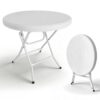 Daklpiw 31.5" Round Folding Commercial Banquet Table, Portable Plastic Coffee Card Dining Table for Kitchen or Outdoor Party Wedding Event, 1 Pack (White)