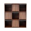 Daklpiw 6 Cube Bookcase, 38" Wide Horizontal Book Shelf, Wood Floor Standing 3-Tier Bookshelf, Modern Storage Organizer for Bedroom,Office, Walnut
