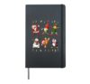 Dancing Santa Elf Gnome Snowman Gingerbread Penguin Holiday Hardcover Journal, Black