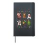 Dancing Santa Reindeer Snowman Polar Bear Elf Christmas Tree Hardcover Journal, Black