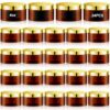 Dandat Amber with Gold Lid Plastic Jar Container with Lid and Label Refillable Empty Round PET Cosmetic Sample Slime Containers for Lotion, Cream (4 oz)