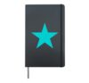 Dark Turquoise Star on Multiple Colors Hardcover Journal, Black