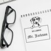 Daschound Peeking Ex Libris Book Stamp, Duo Hand Mount, 1-5/8 Square