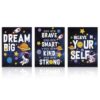 Dazzlewall 3Pcs Space Affirmation Canvas Wall Art 12x16 in Unframed