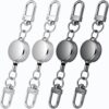 DC,CLISENCE 4pcs Retractable Keychain, Gun Black, Silver