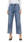DEAR JOHN Lasso High Rise Cropped Jeans for Women Clean Hem, Blue, 24