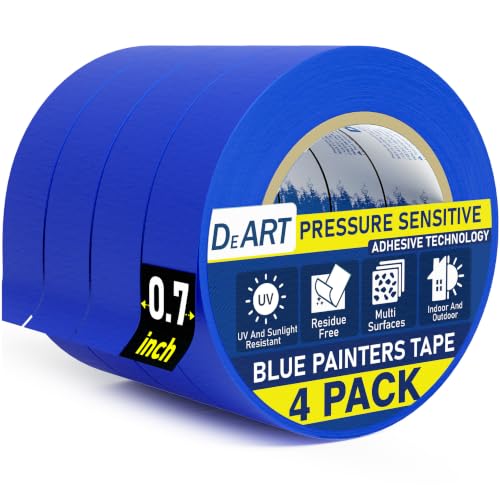 DEART 4 Packs Painters Tape Masking Tape Sharp Edge Line Technology 0.7 inch Blue Painting Tapes for DIY Crafts Arts Decoration No Residue Easy Removal Multi-Purpose Wall Paint Artist Paper Tape