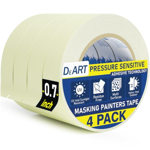 DEART Painters Tape Masking Tape Sharp Edge Line Technology 0.7 inch Beige Painting Tapes for DIY Crafts Arts Decoration No Residue Easy Removal Multi-Purpose Wall Paint Artist Paper Tape