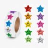 DeBiao 1000PCS Smiling Glitter Star Stickers, 1inch, 10 Colored Sparkly Foil Happy Stickers, Rewarding Student Behaviour, School Classroom Teacher