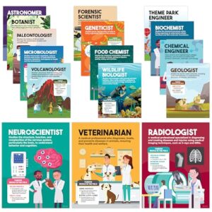Decorably 16 Career in Science Posters for Classroom Middle School, 11x14in