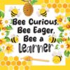 Decorably 48 Pcs Cutouts Bee Bulletin Board Decorations Set with Borders, Bee Themed Classroom Decor - School, Homeschool