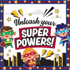 Decorably 58 Cutouts Inspirational Super Hero Bulletin Board Decorations