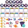 Decorably 93 Cutouts Space Theme Birthday Bulletin Board Decorations Set