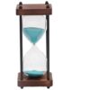 Decorative 30 Minute Hourglass Sand Timer with Refined Dark Wood Frame, Soothing Green Sand, Visual Focus Tool for Desk Decor, Home Office, Study Spaces, Aesthetic Display Gift Idea