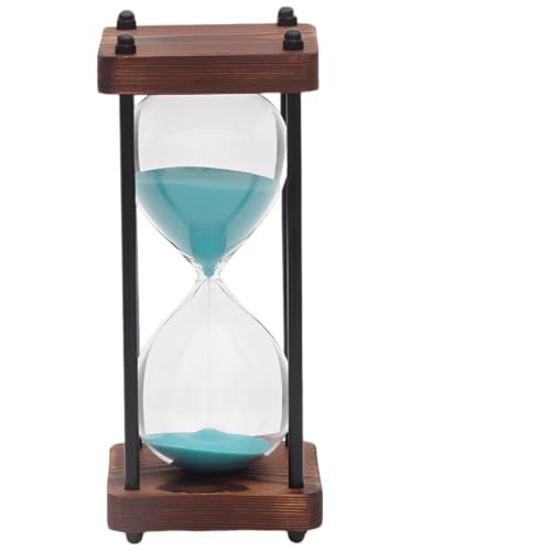 Decorative 30 Minute Hourglass Sand Timer with Refined Dark Wood Frame, Soothing Green Sand, Visual Focus Tool for Desk Decor, Home Office, Study Spaces, Aesthetic Display Gift Idea