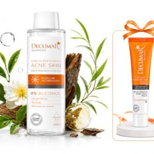 Decumar Micellar Cleansing Water Makeup Remover for Oily & Blemish-Prone Skin, Gentle No-Rinse Facial Cleanser with Green Tea & Willow Bark, 250 mL / 8.45 fl oz + Advanced Blemish Spot Care Gel 20g /
