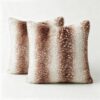 Deer Print Faux Fur Throw Pillow Covers Set of 2 Animal Print Pillowcases