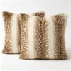 Deer Print Faux Fur Throw Pillow Covers Set of 2 Animal Print Pillowcases