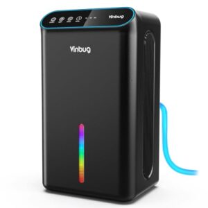 Dehumidifier for Home (98 OZ, 1000 sq ft), Small Quiet Dehumidifiers with Drain Hose, Auto Shut-Off, Sleep Mode, 3 Timer Modes, for Bedroom, Bathroom, Basement (Light Black)