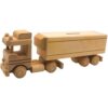 Dekohelden24 Sustainable mobile wood money box, money box as truck, semi-trailer - money box, children's money box, lorry, economy transporter, saddle truck made of beech wood, L/W/H 31 x 5 x 10 cm.