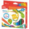 Deli 12 Colors Felt Pen Washable Watercolor Pen 12 PCS Kids Thick Crayons EC10800
