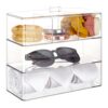DELORIGIN 3pcs Hair Accessories Organizer Clear Acrylic Hair Tie Organizer Stackable Storage Drawer Container Caddy Box for Hair Bands Bows Hair Clips Bathroom Bedroom Vanity Countertop
