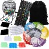 Deluxe Bingo Game for Adults Large Group, Includes 8" Bingo Cage with Big Storage Bag, 1000 Colorful Chips,118 Bingo Cards,75 Colored Balls,75 White Balls for Replacement, Master Board and 2 small Bag