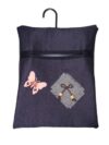 Denim Clothespin Bag with Peach Butterfly Patch