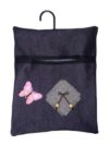 Denim Clothespin Bag with Pink Butterfly Patch