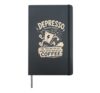 Depresso Funny Sarcastic Espresso Pun Coffee Lover Hardcover Journal, Black
