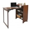 Deroanke Folding Desk with Storage Shelves, Hidden Desk Cabinet