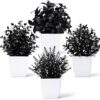 Der Rose 4 Pack Black Artificial Plants for Halloween and Fall