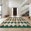 Design&I 8'x10' Green Brown Deep Abstract Diamond Design Washable Area Rug