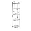 DESIGNSCAPE3D Bathroom Storage Tower, 5 Tier Freestanding Organizer with Matte Black Steel Frame, Vertical Space Saver Shelf Unit for Toilet Paper, Toiletries, Bathroom Essentials