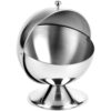 Deskium Stainless Steel Sugar Bowl, Spherical Bowl with Roll Top Lid, 6.6 x 5.5 in, Polished Silver Sugar Cube Holder and Condiment Container for Kitchen Coffee Bar Countertop Beverage Service