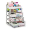 Desk Organizer with 4 Drawer Storage, Desktop Drawers Organizer for Office/School Supplies, Plastic Stationary Makeup Organizer, Desk Storage Box Organizer for Office, School, Bathroom