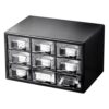 Desk Organizer with 9 Drawer Design, Large Black Plastic Storage Box, Stackable and Wall Mountable, for Office and Home Use, Compact Dust Proof Organizer for Sorting Supplies and Accessories