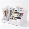 Desk Organizer with Drawer, Office File Organizer, Paper Tray & Pen Storage