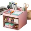 Desk Pen Organizer Makeup Compartment Storage Box for Vanity