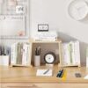 Desktop Bookshelf Organizer | Wood Office Storage Rack+ Portable Mini Bookcase for Books, Recipes, Files & Binders, Fits Bedroom, Study, Office & Kitchen Countertop.with 2bookmarks